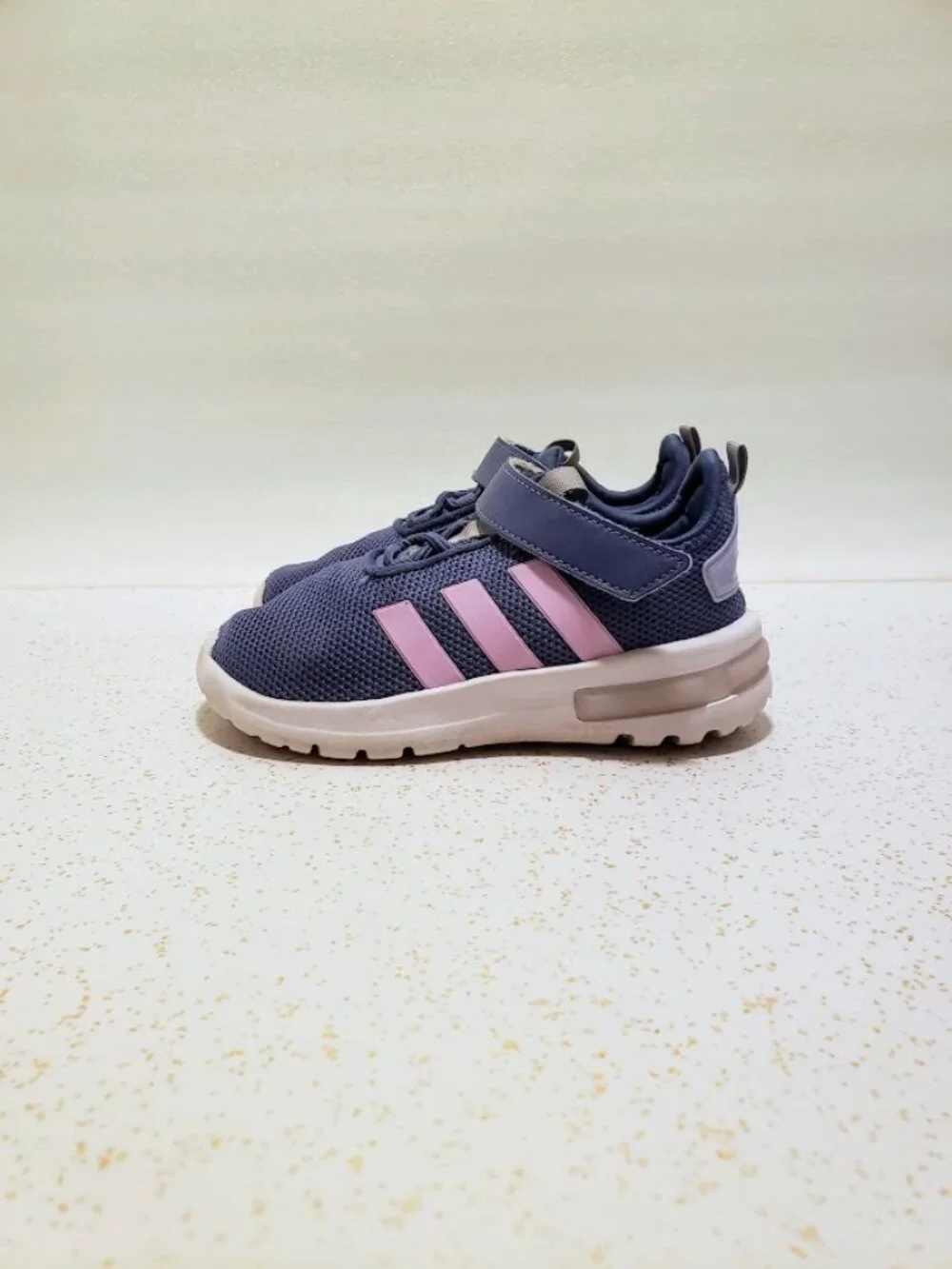 Adidas Racer Tr23 Kids Size 10k Blue Pink Hook Loop Sneakers